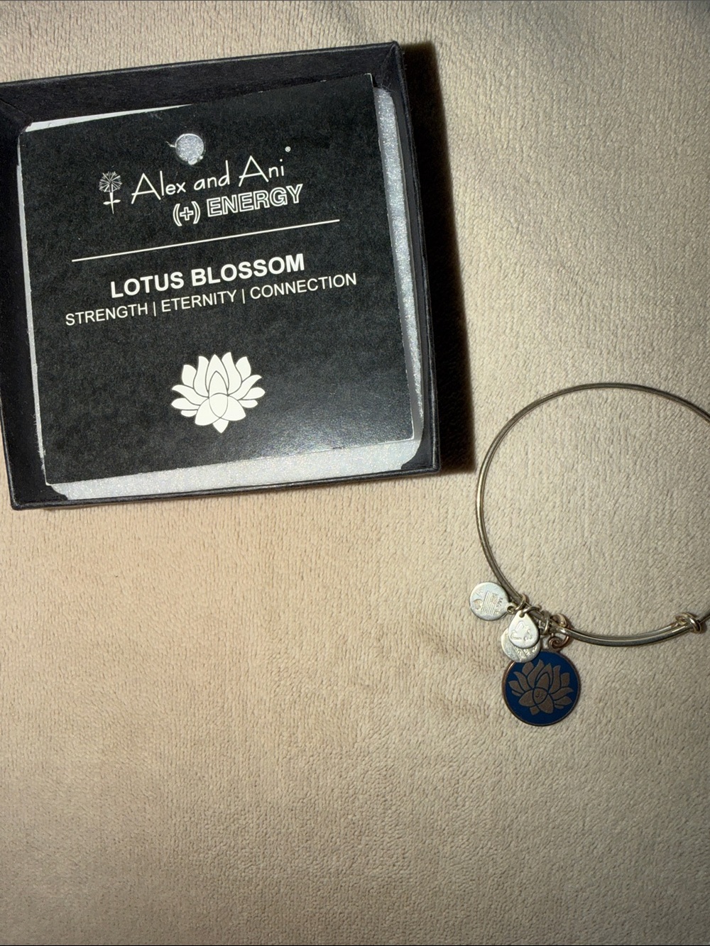 Alex and Ani Lotus Blossom Bangle - Navy Blue and Silver